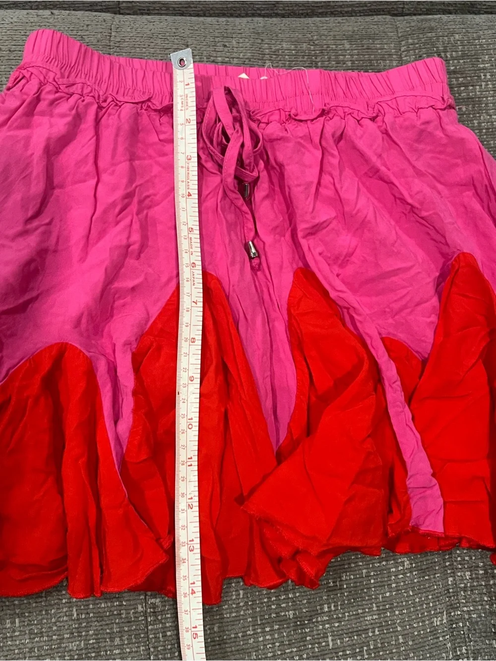 Main Strip Pink and Red Tiered Flared Mini Skirt N28